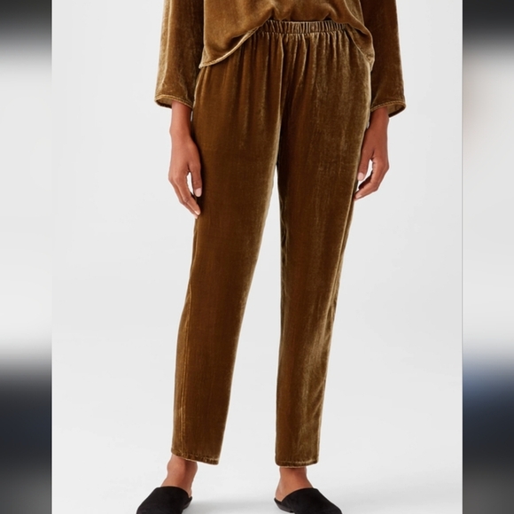 Eileen Fisher NWT Velvet Tapered Ankle Pant 80% Viscose 20% Silk Easy Fit Size L - Picture 8 of 9